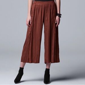 Simply Vera Vera‎ Wang | Women’s Wide-Leg Soft Crinkle Crop Pants Brick Rust XXL